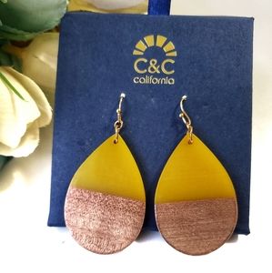 C&C California Yellow Brown Earrings NWT